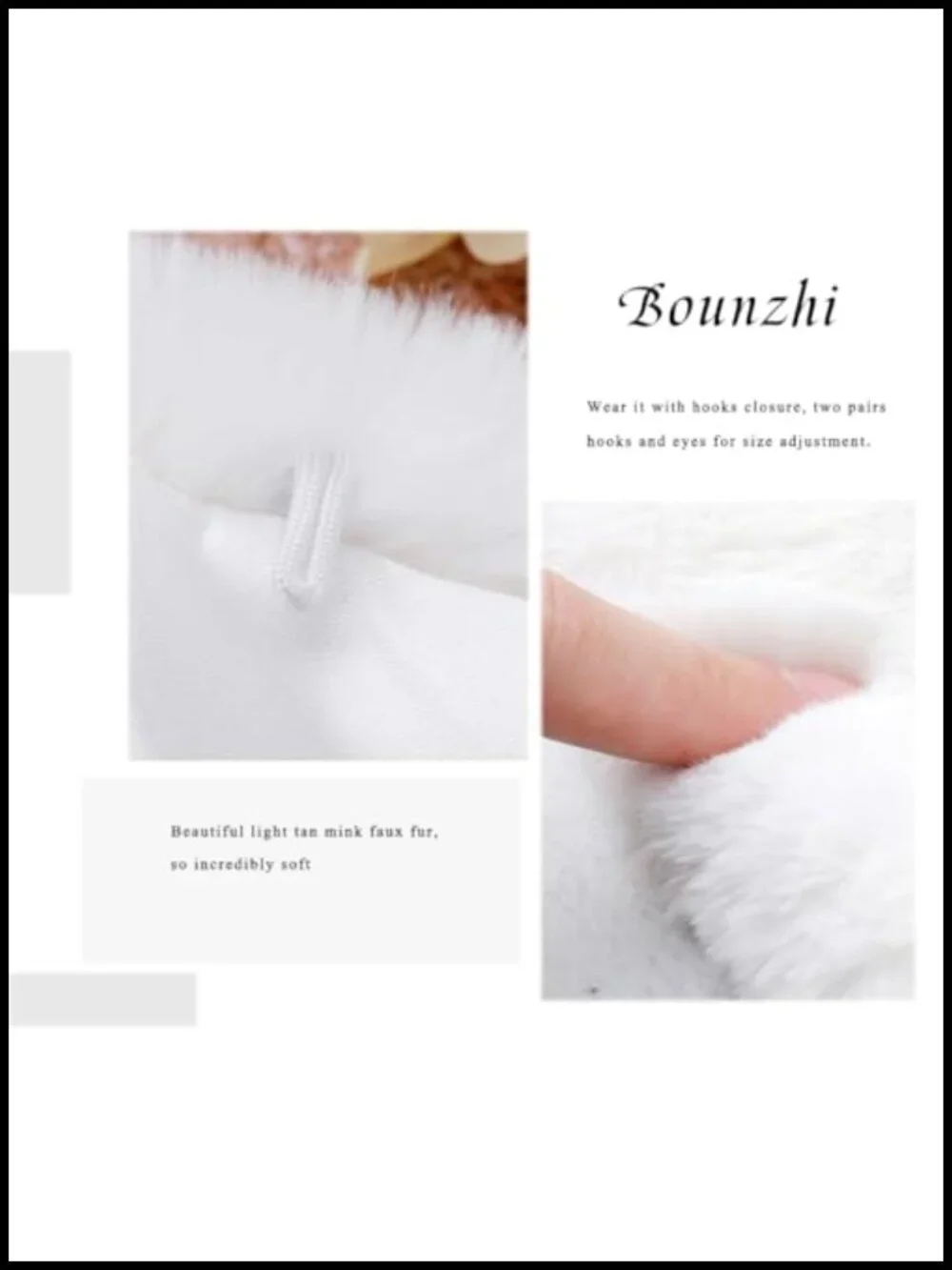 Faux Fur Wedding Shawl Wrap Bridal Scarf with Brooch